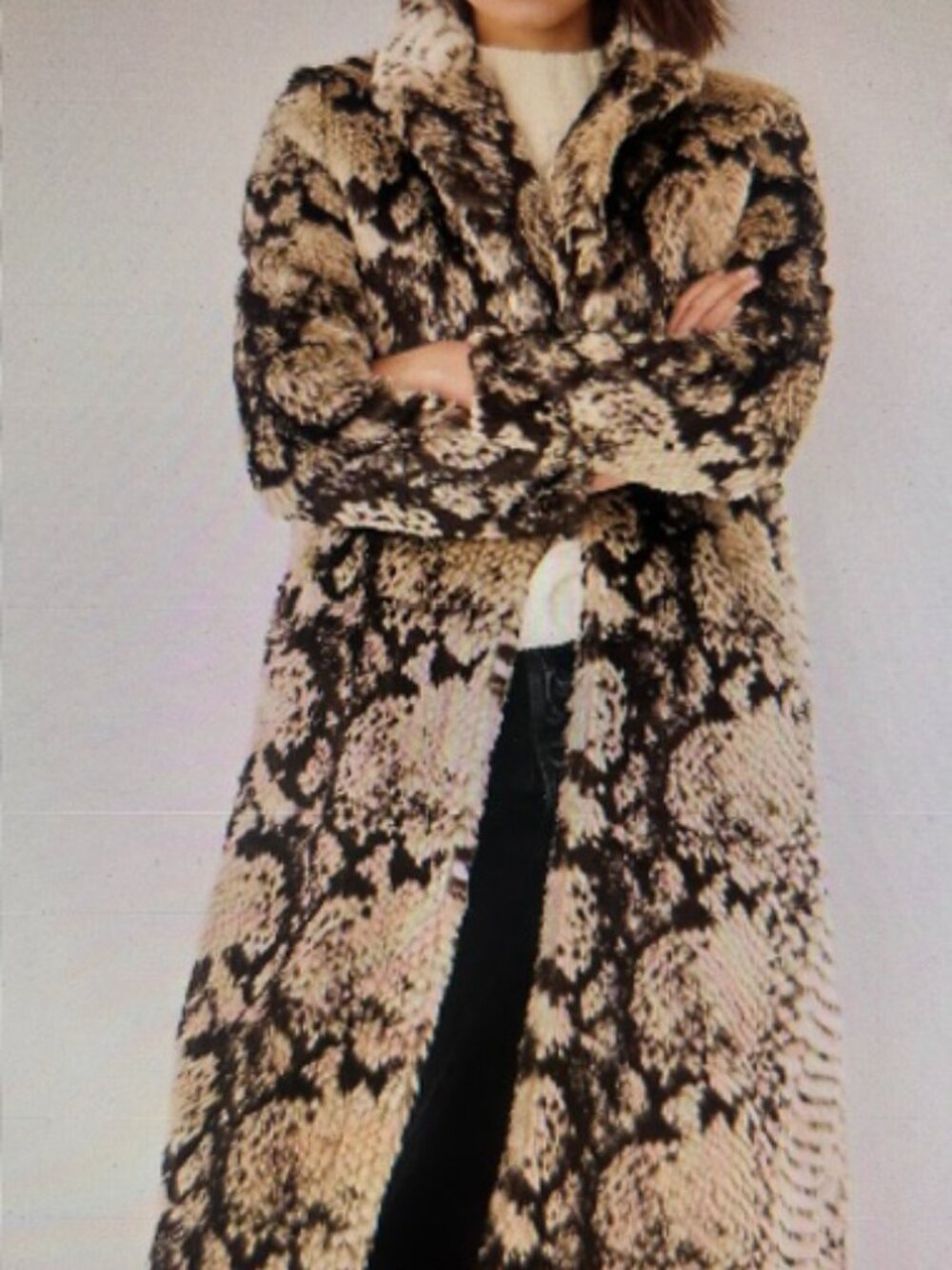 Free People x Unreal Fur Snake Skin Printed Super Soft Lined Faux Fur Coat NWT